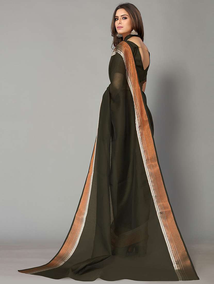 solid handloom saree with blouse - 18656510 - Standard Image - 1