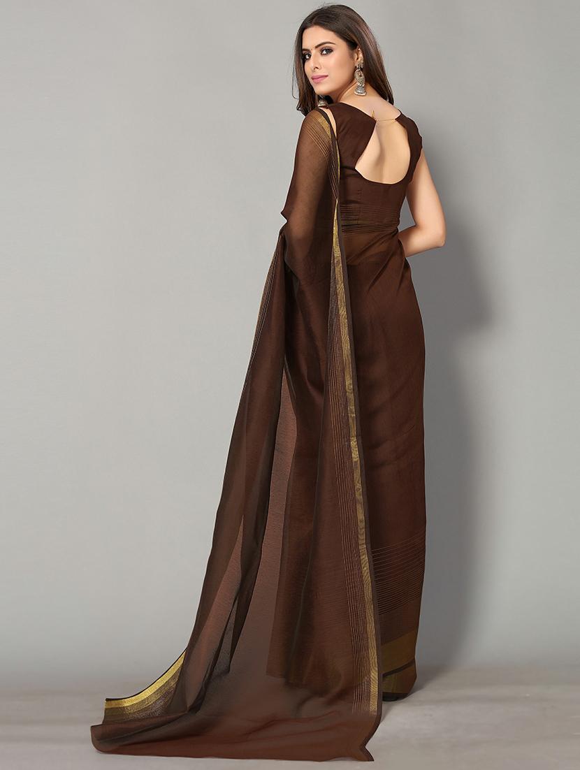 solid handloom saree with blouse - 18656521 - Standard Image - 1