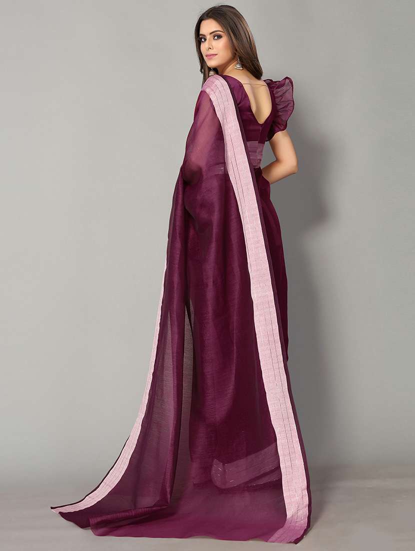 solid handloom saree with blouse - 18656532 - Standard Image - 1