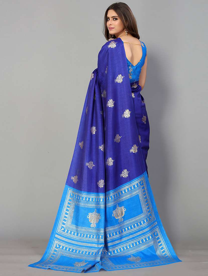 foil print floral saree with blouse - 18656544 -  Standard Image - 1