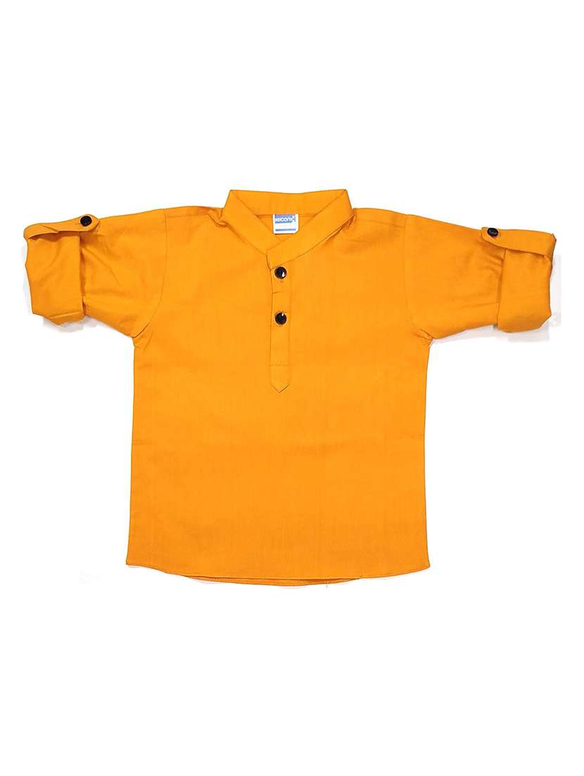 yellow solid yellow cotton kurta 