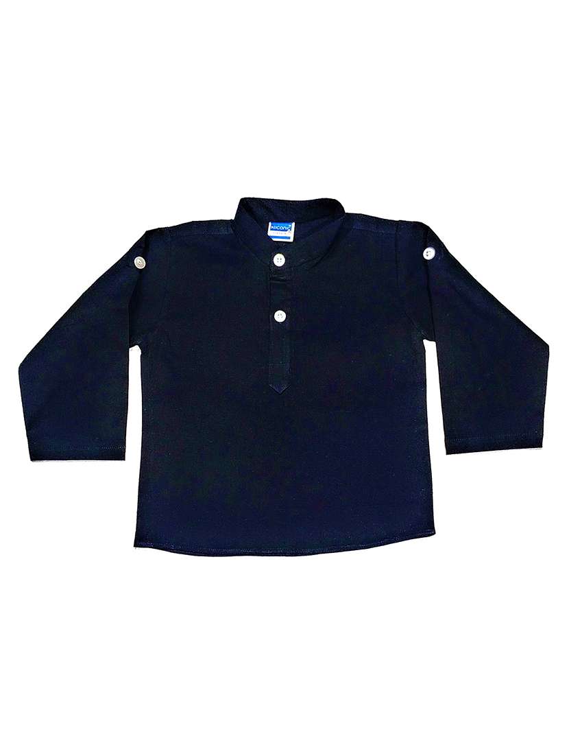 navy blue solid cotton kurta