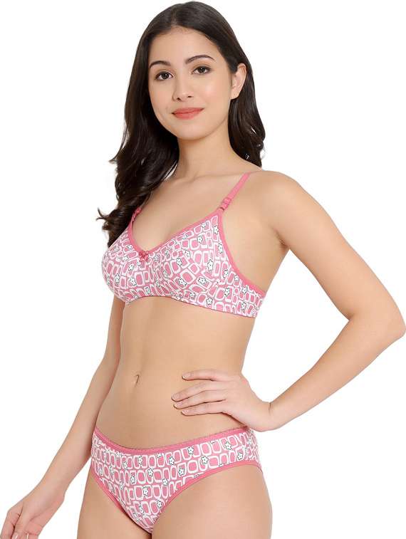 pink printed bra and panty set - 18658542 -  Standard Image - 1