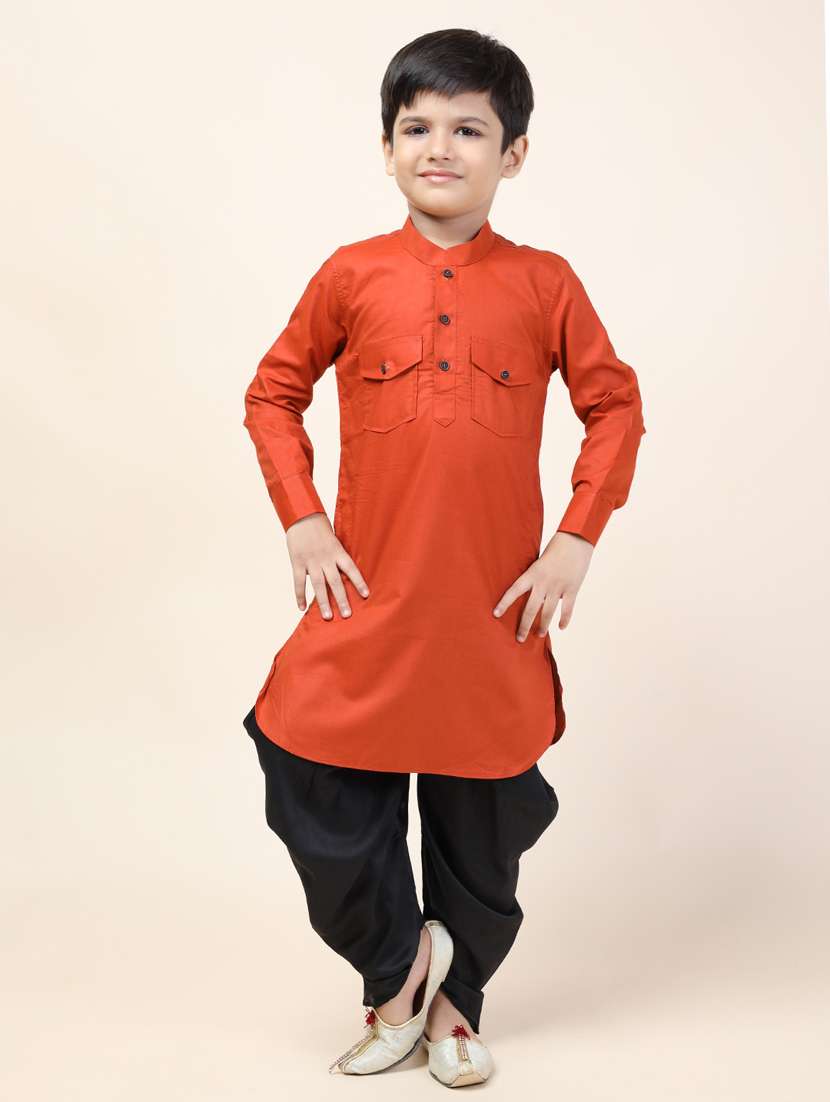 boys solid kurta set