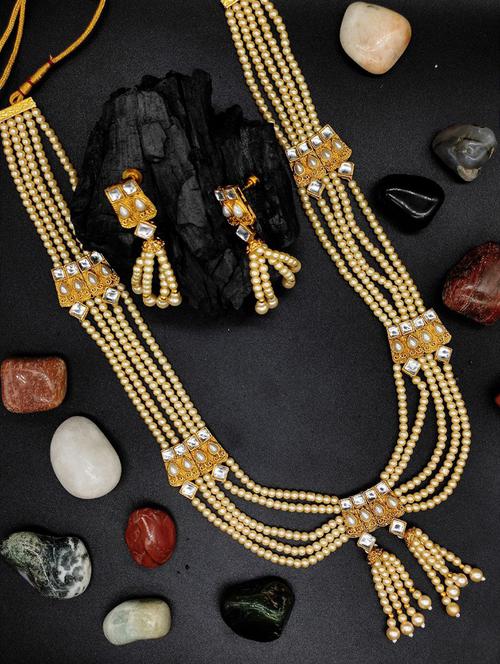 multistring beaded bridal necklace earring set - 18658879 - Standard Image - 0