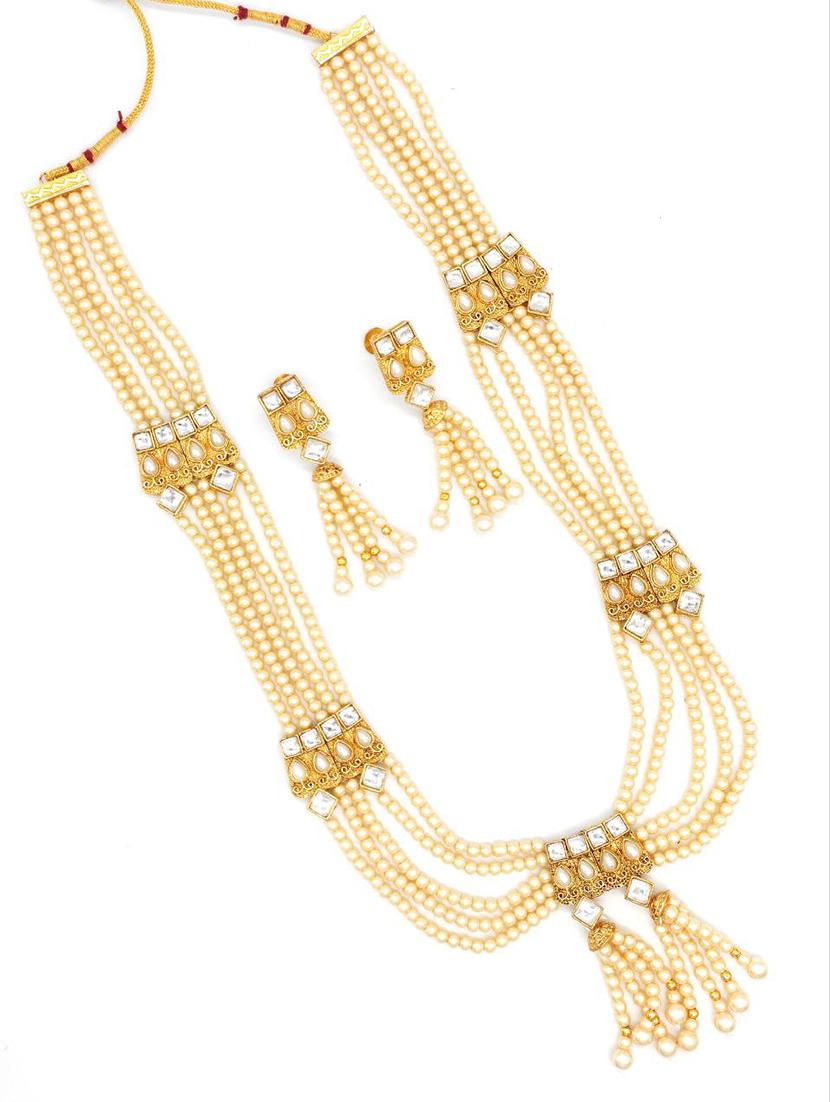 multistring beaded bridal necklace earring set - 18658879 - Standard Image - 1