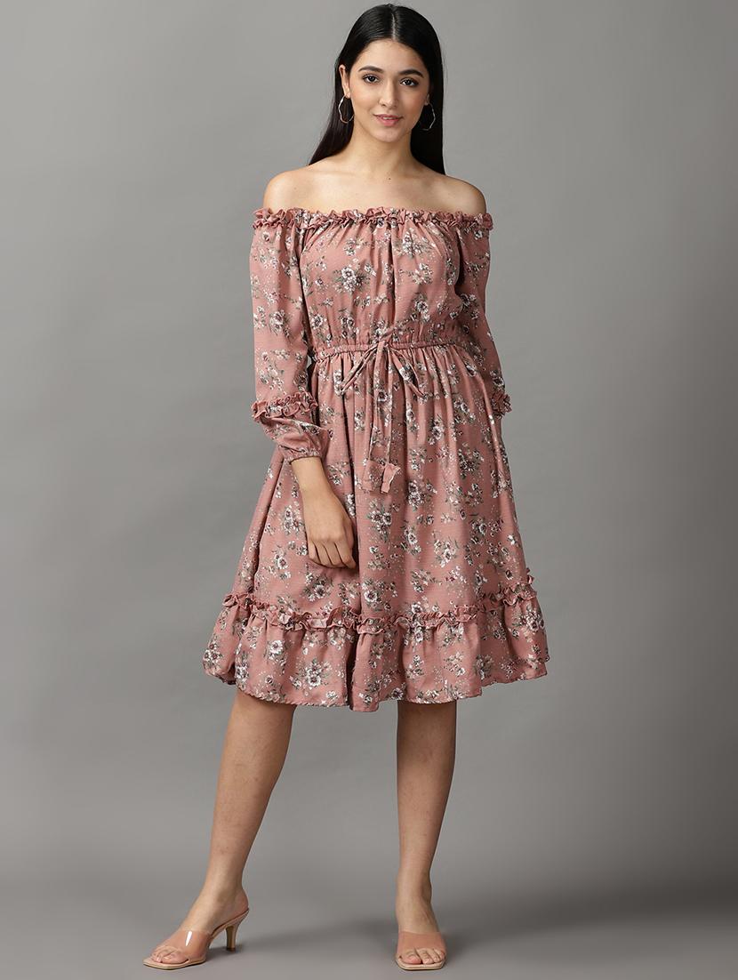 women printed off shoulder dress - 18658928 -  Zoom Image - 0