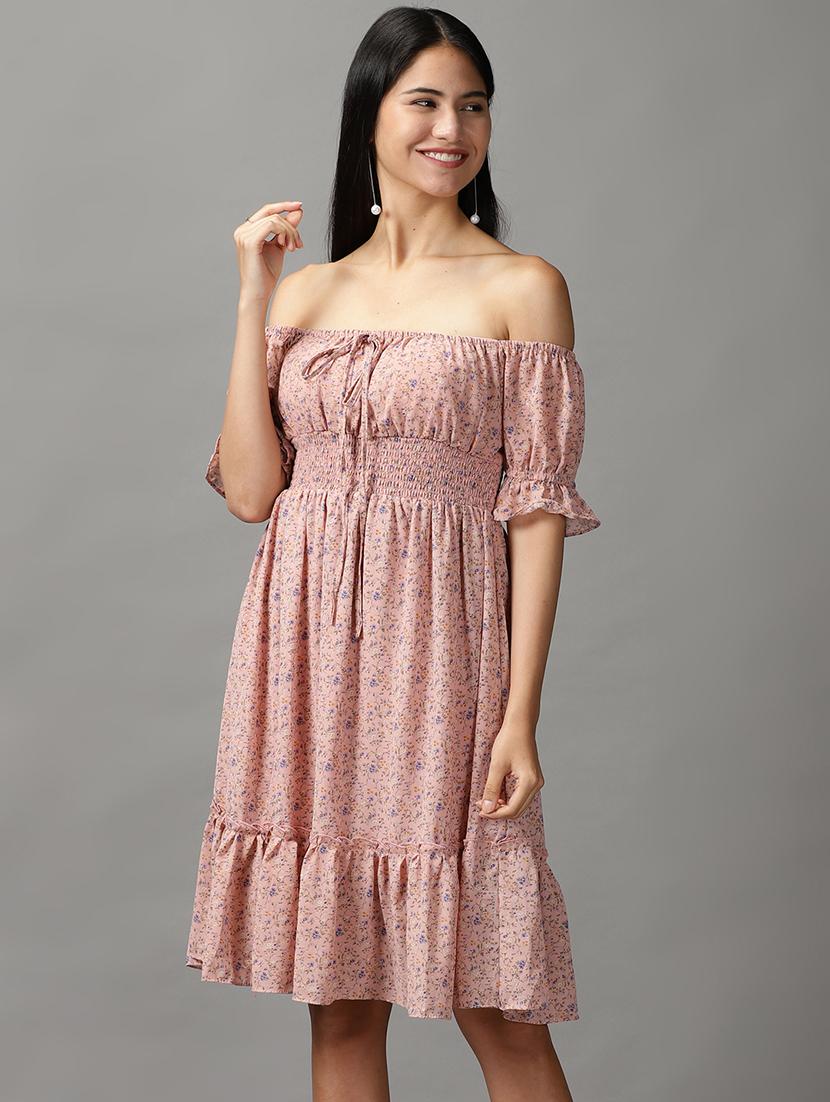 women printed off shoulder dress - 18658931 - Zoom Image - 0