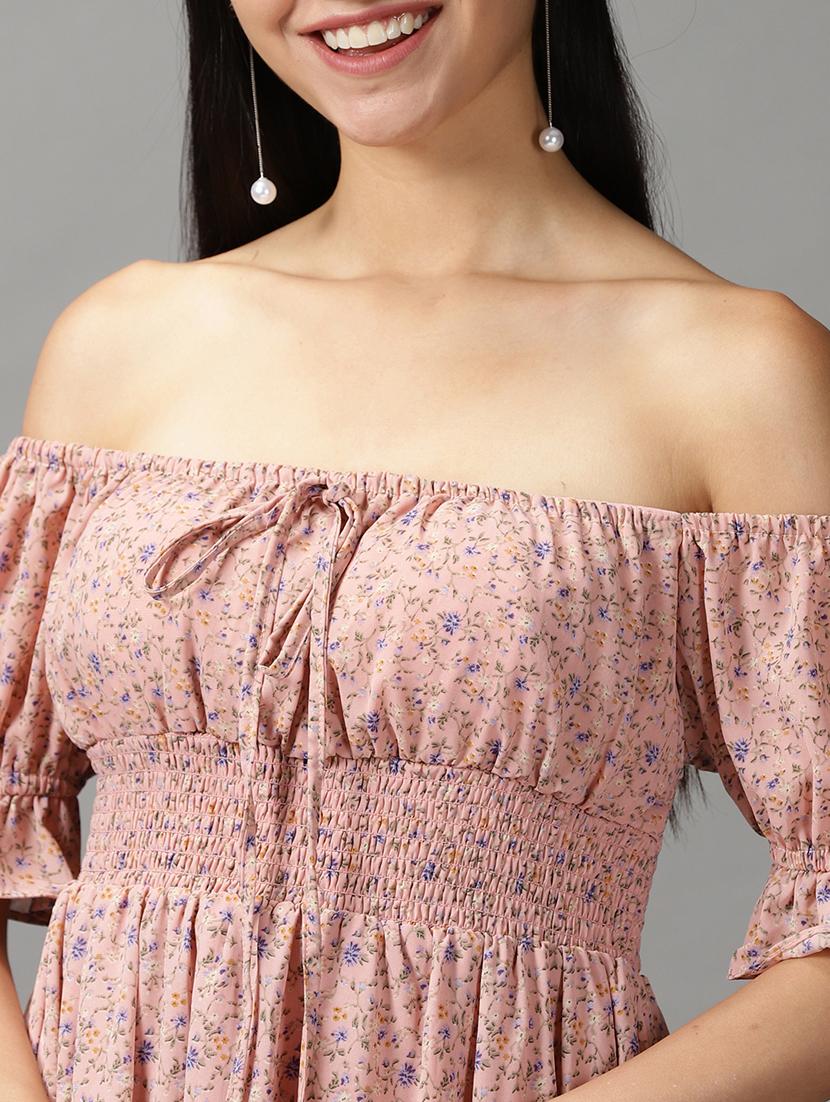 women printed off shoulder dress - 18658931 - Standard Image - 4