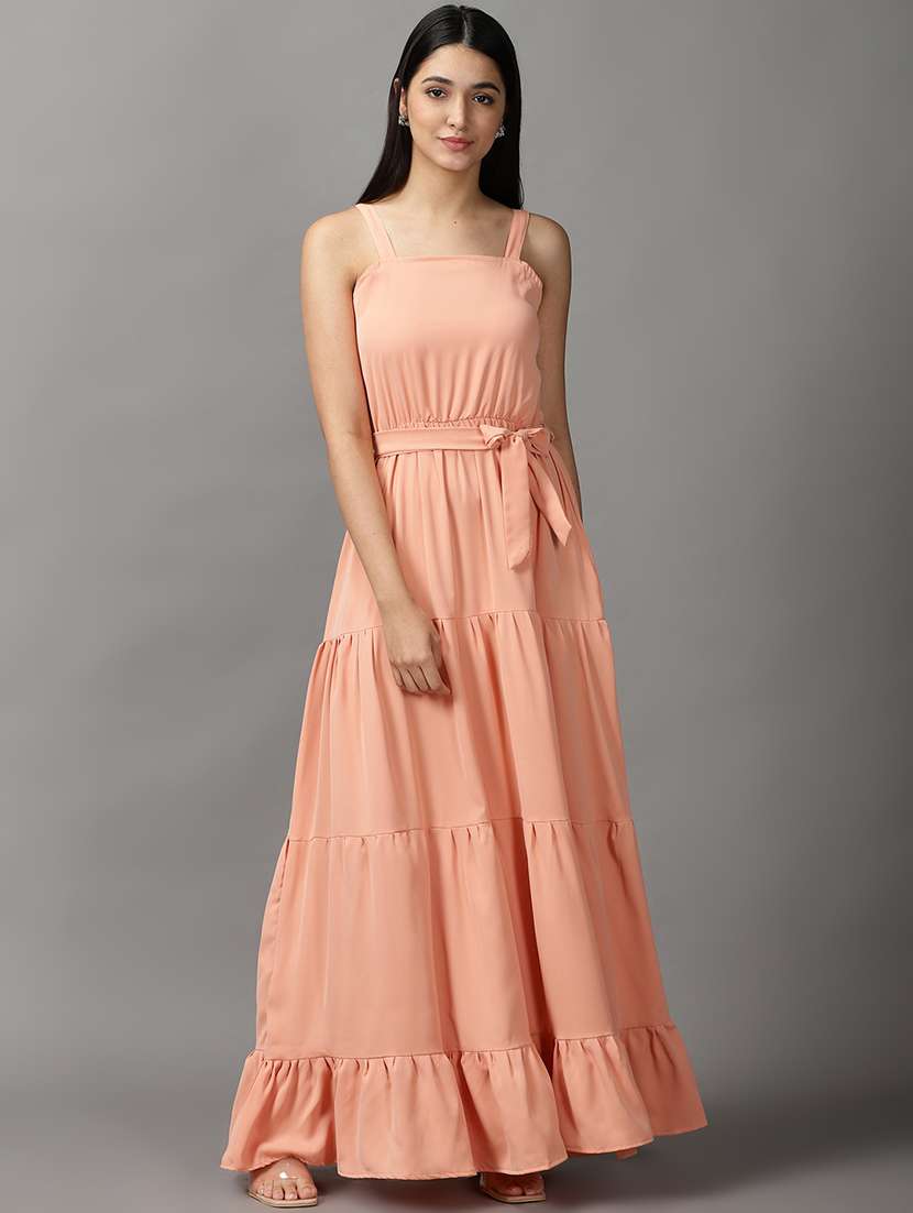 women's tiered dress solid dress