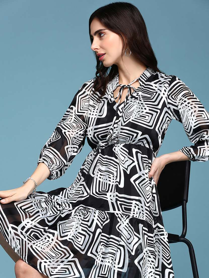 women's tiered dress geometric dress - 18658991 - Standard Image - 1