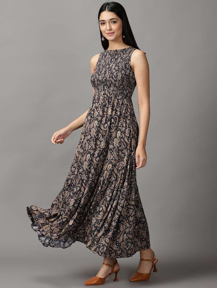 Women's Fit & Flare Printed Dress - 18659029 -  Standard Image - 1