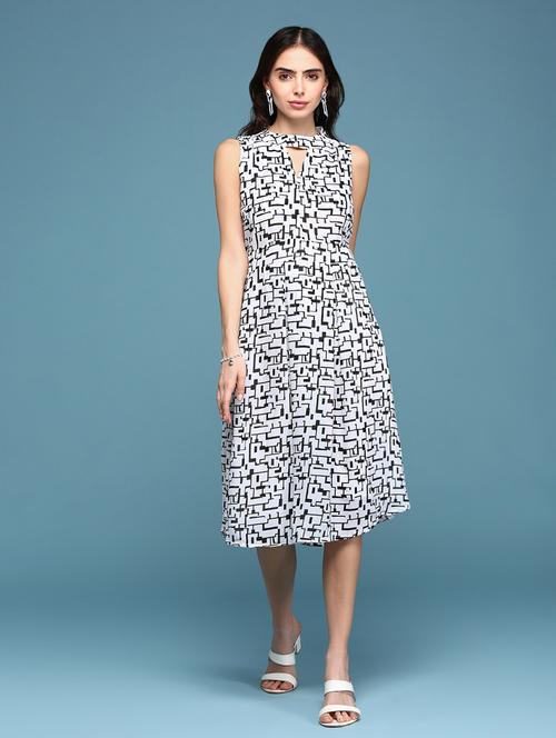 women's fit & flare printed dress - 18659030 - Standard Image - 0