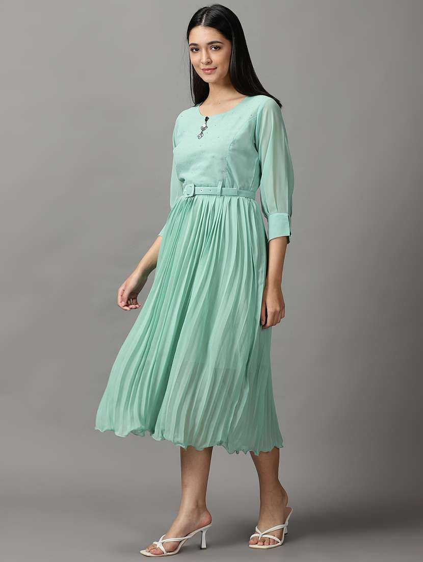 women's fit & flare solid dress - 18659066 -  Standard Image - 1
