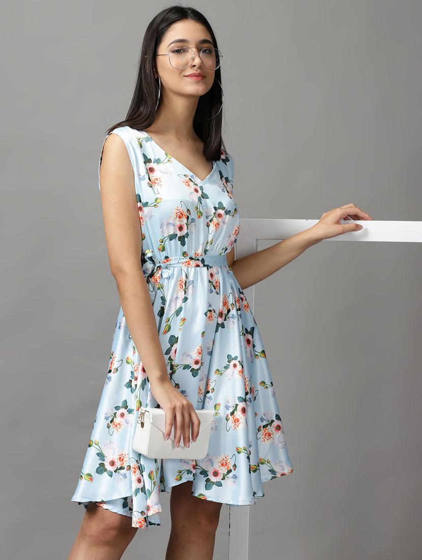 women's fit & flare floral dress - 18659081 - Standard Image - 1