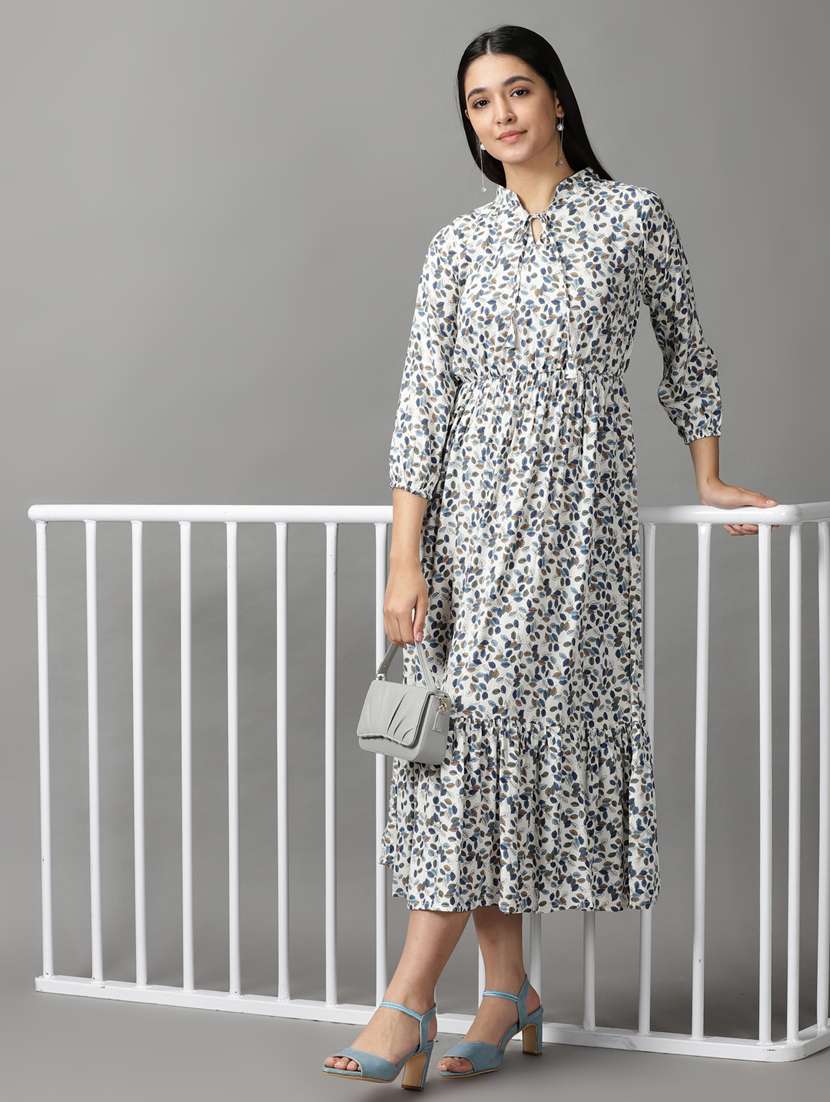 white printed fit & flare dress - 18659112 -  Standard Image - 4