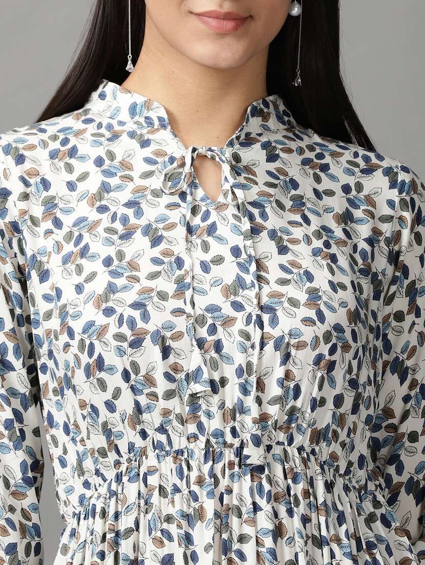 white printed fit & flare dress - 18659112 -  Standard Image - 6