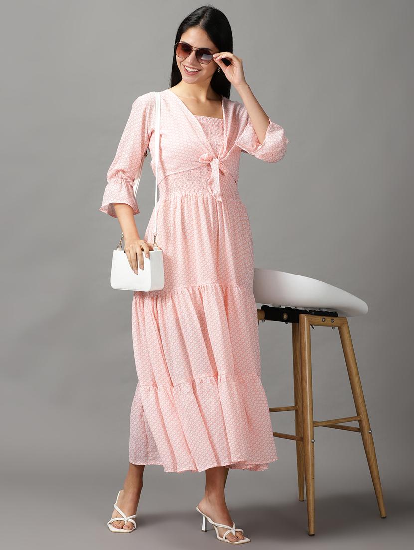 women's tiered dress printed dress - 18659126 - Standard Image - 4