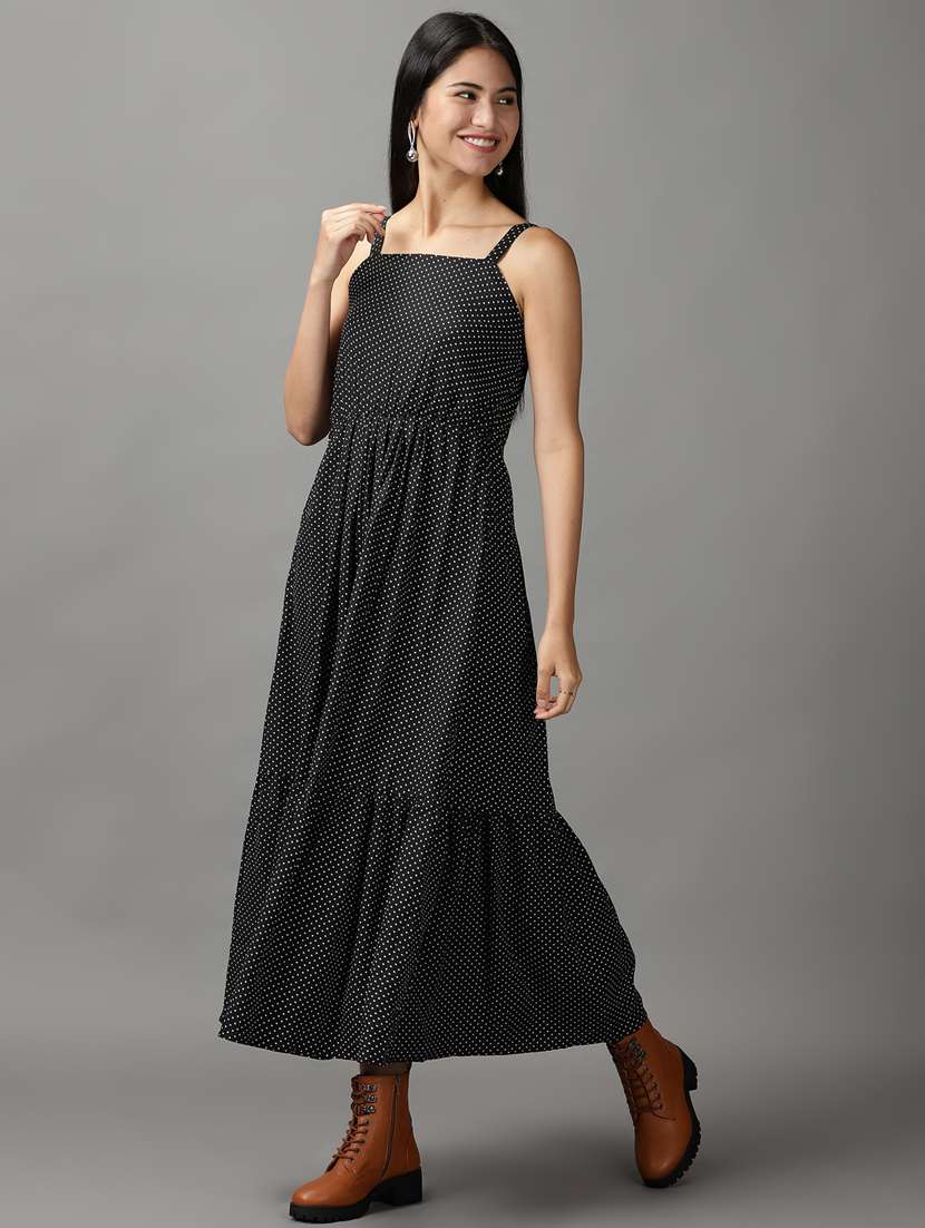 women's tiered dress micro print dress - 18659131 -  Standard Image - 1