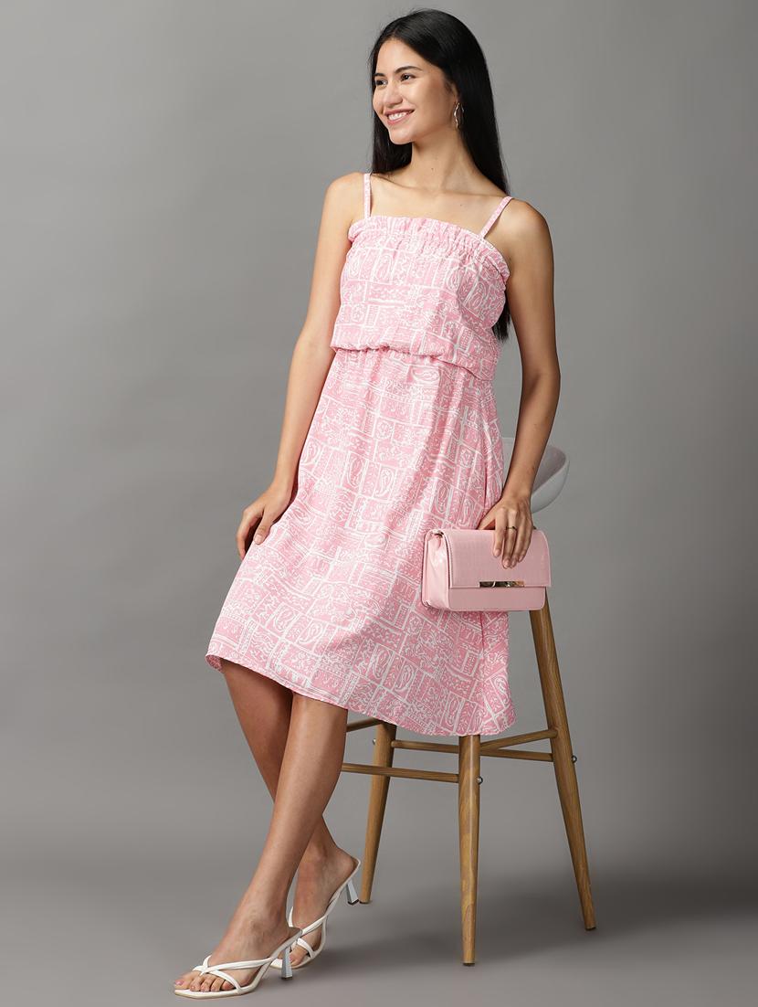 women's fit & flare printed dress - 18659132 - Standard Image - 4