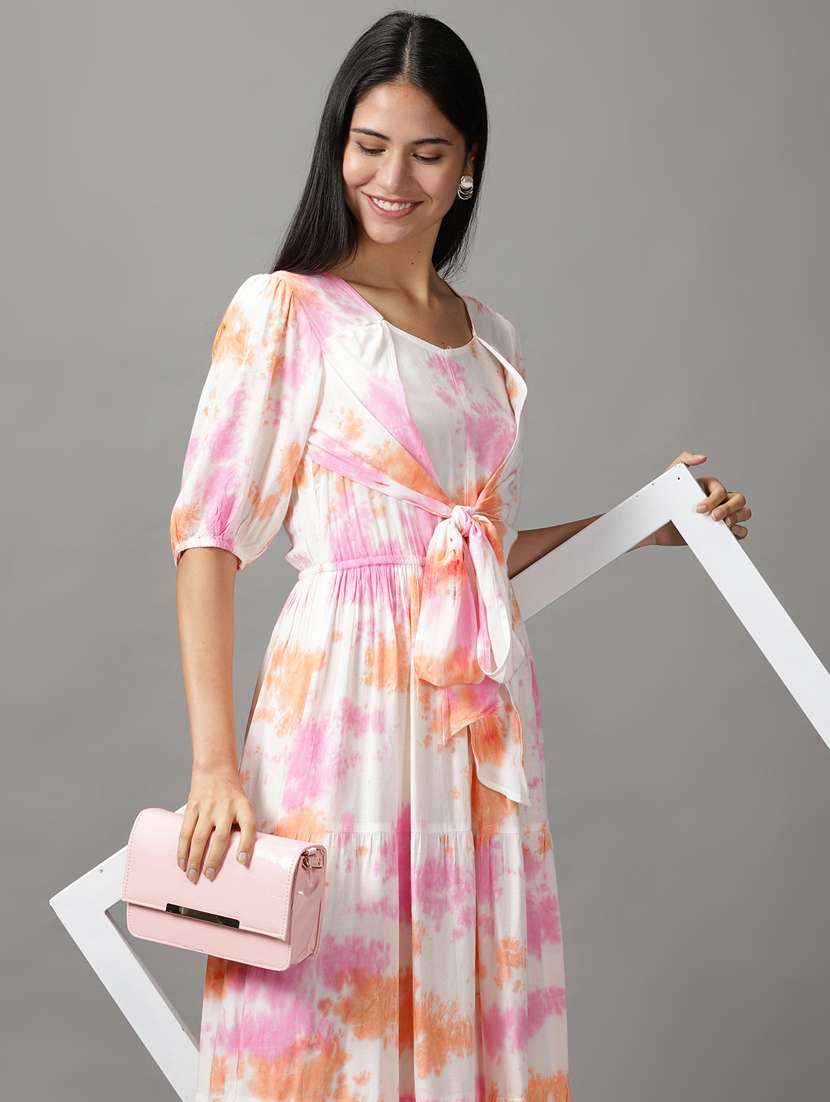 women's tiered dress printed dress - 18659155 -  Standard Image - 4