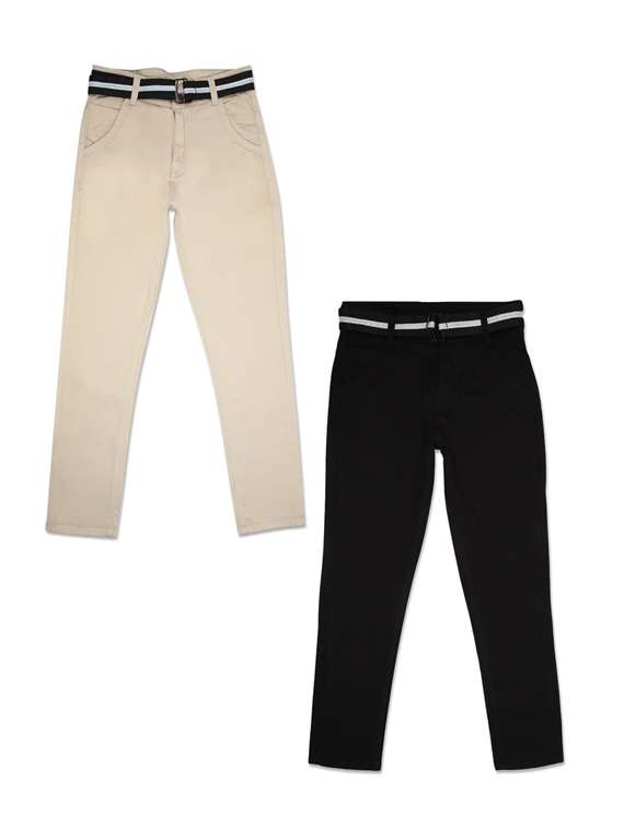 boys pack of 2 mid rise solid trousers 