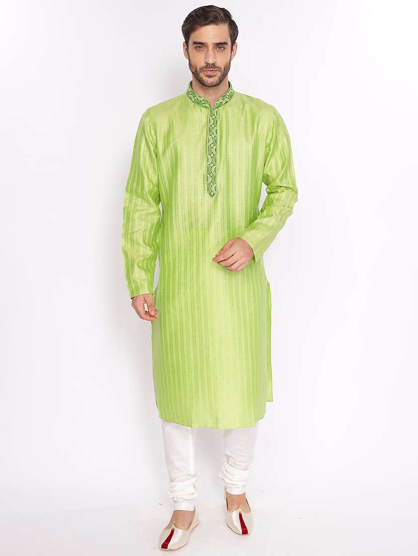 mandarin neck self designed long kurta