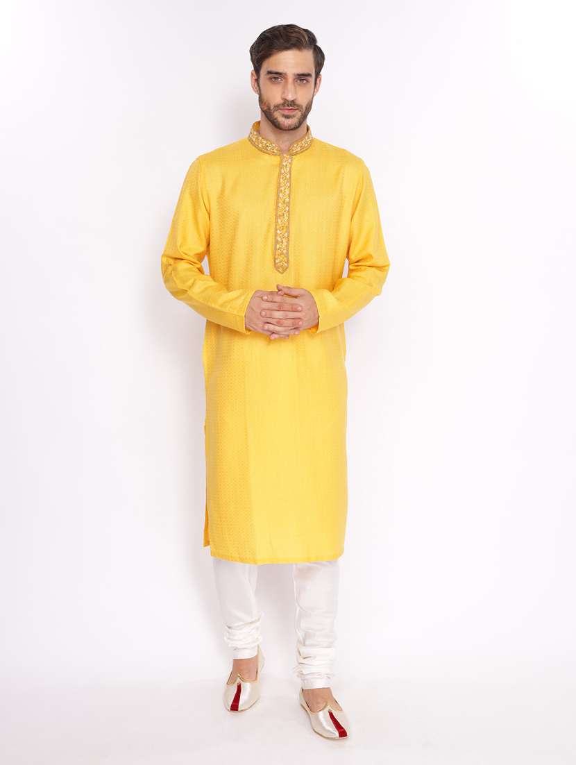 mandarin neck self designed long kurta