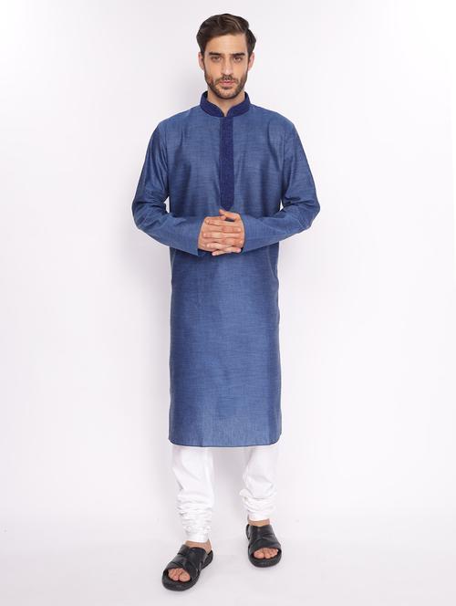 mandarin neck embroidered long kurta - 18677917 -  Standard Image - 0