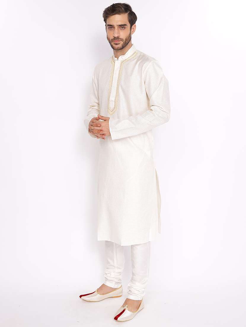mandarin neck embroidered long kurta - 18677918 - Standard Image - 1