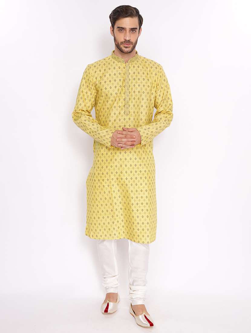 mandarin neck self designed long kurta