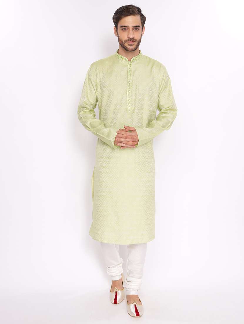 mandarin neck self designed long kurta