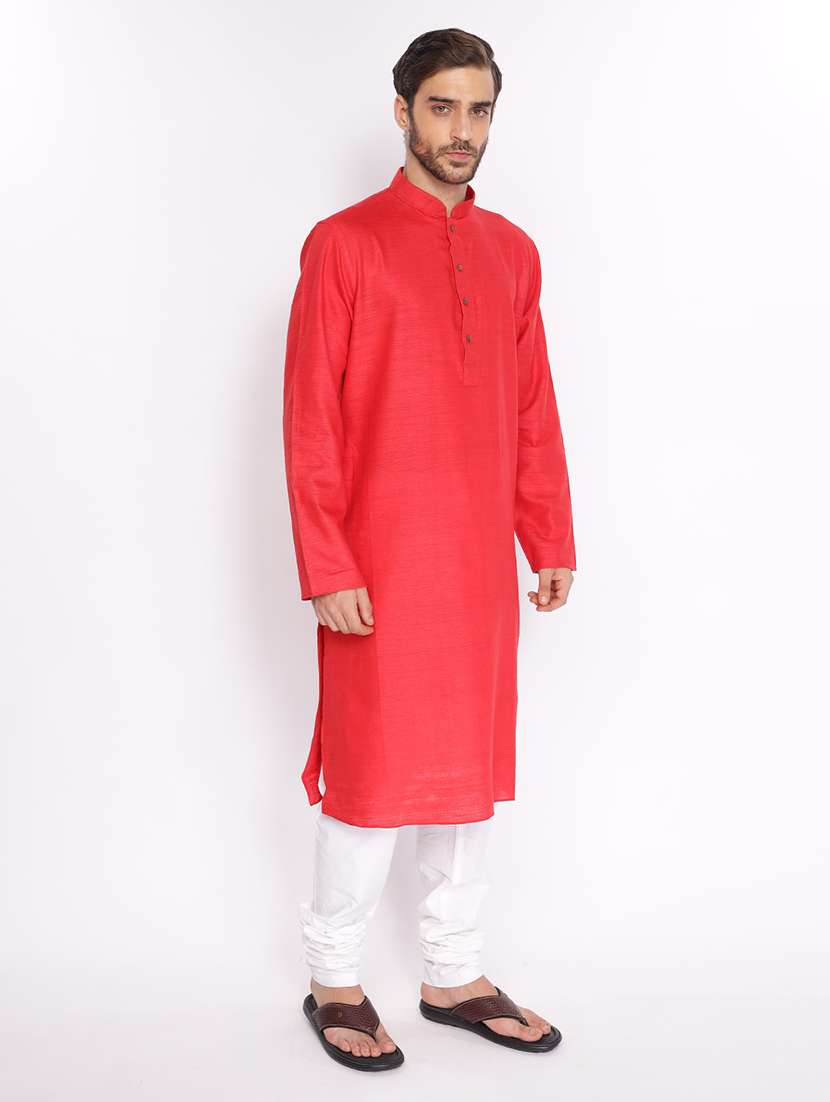 mandarin neck solid long kurta - 18677926 - Standard Image - 1