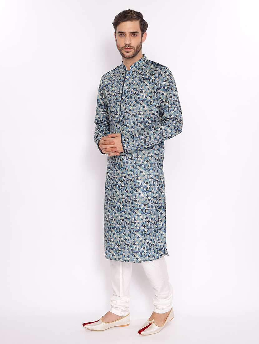 mandarin neck printed long kurta - 18677929 - Standard Image - 1