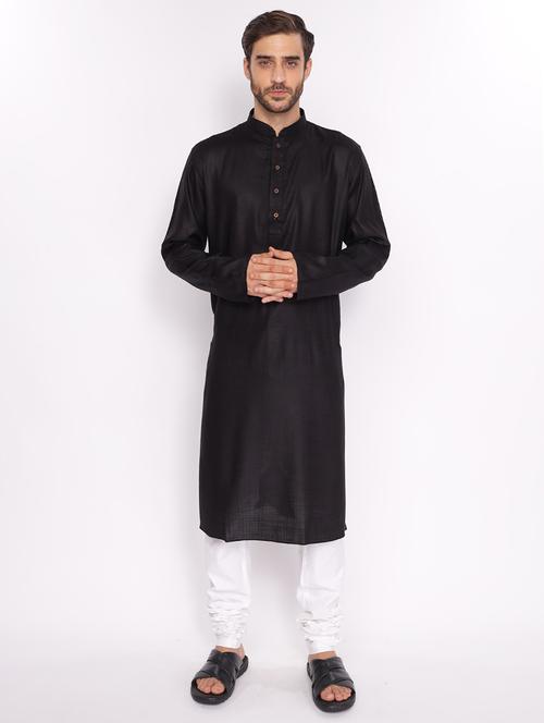 men solid mandarin neck long kurta - 18677934 - Standard Image - 0