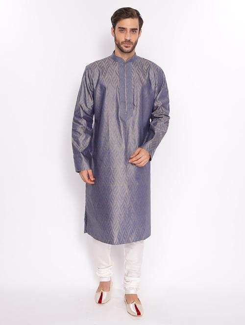 blue cotton long  kurta - 18677935 -  Standard Image - 0