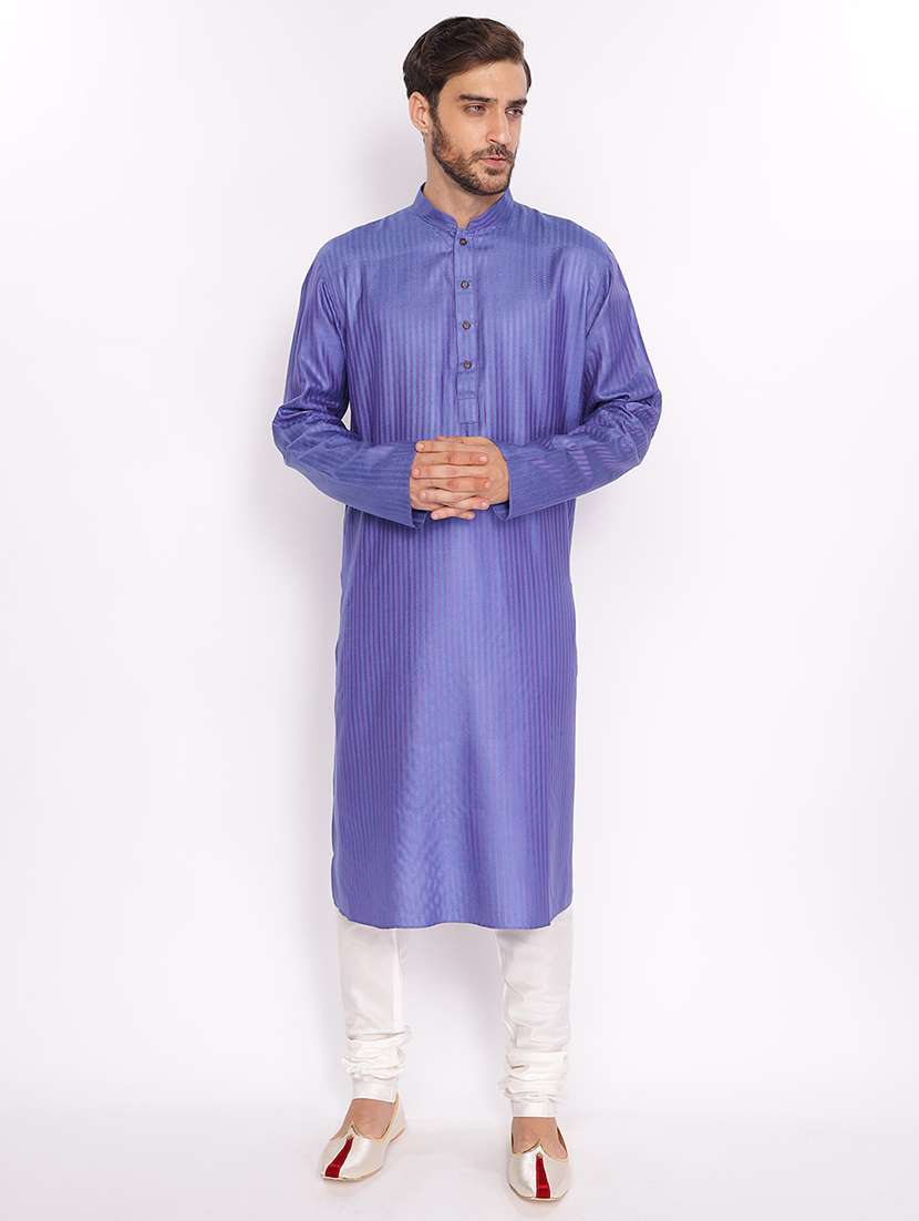 purple cotton blend long  kurta