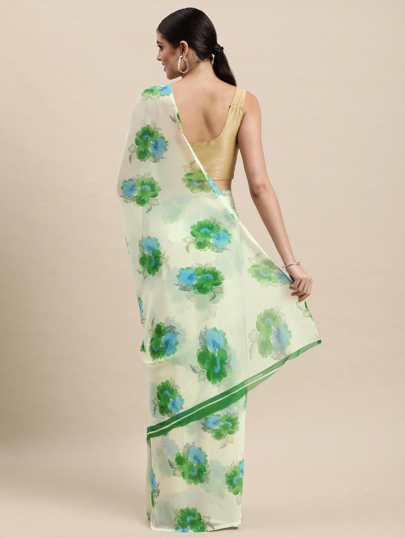 light green coloured printed saree with blouse - 18679356 - Standard Image - 1
