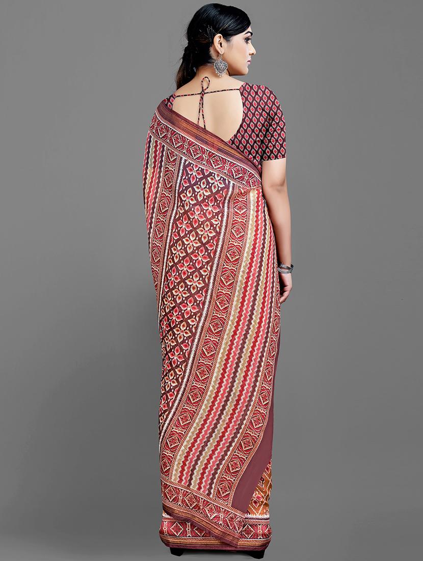 women's self design orange colored saree with blouse - 18682015 -  Standard Image - 1