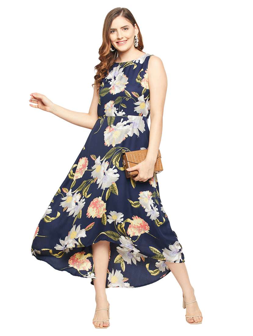 women's high low floral dress