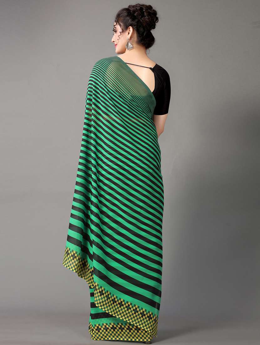 women's stripes green colored saree - 18682786 -  Standard Image - 1