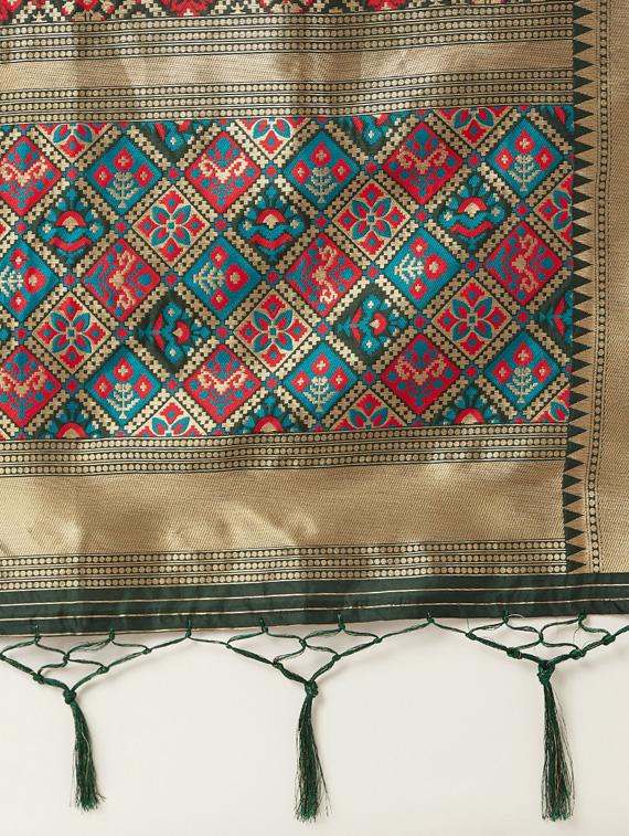 green silk blend dupatta - 18682898 - Standard Image - 1