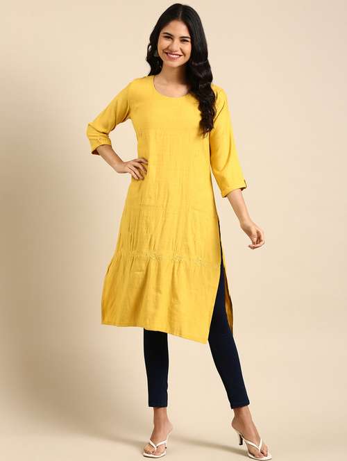 women's straight kurta - 18682953 - Standard Image - 0