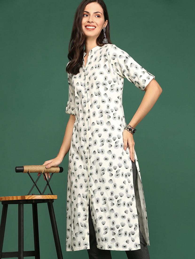 offwhite cotton straight kurta - 18683112 - Standard Image - 4