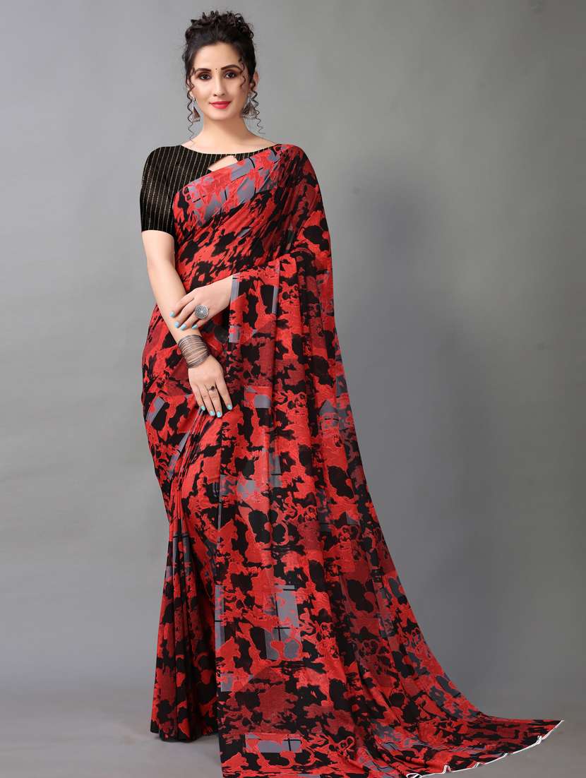 women's abstract black colored saree with blouse - 18683200 - Zoom Image - 0