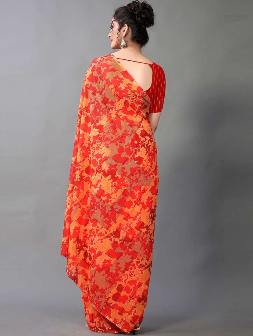 women's abstract red colored saree - 18683202 - Standard Image - 1