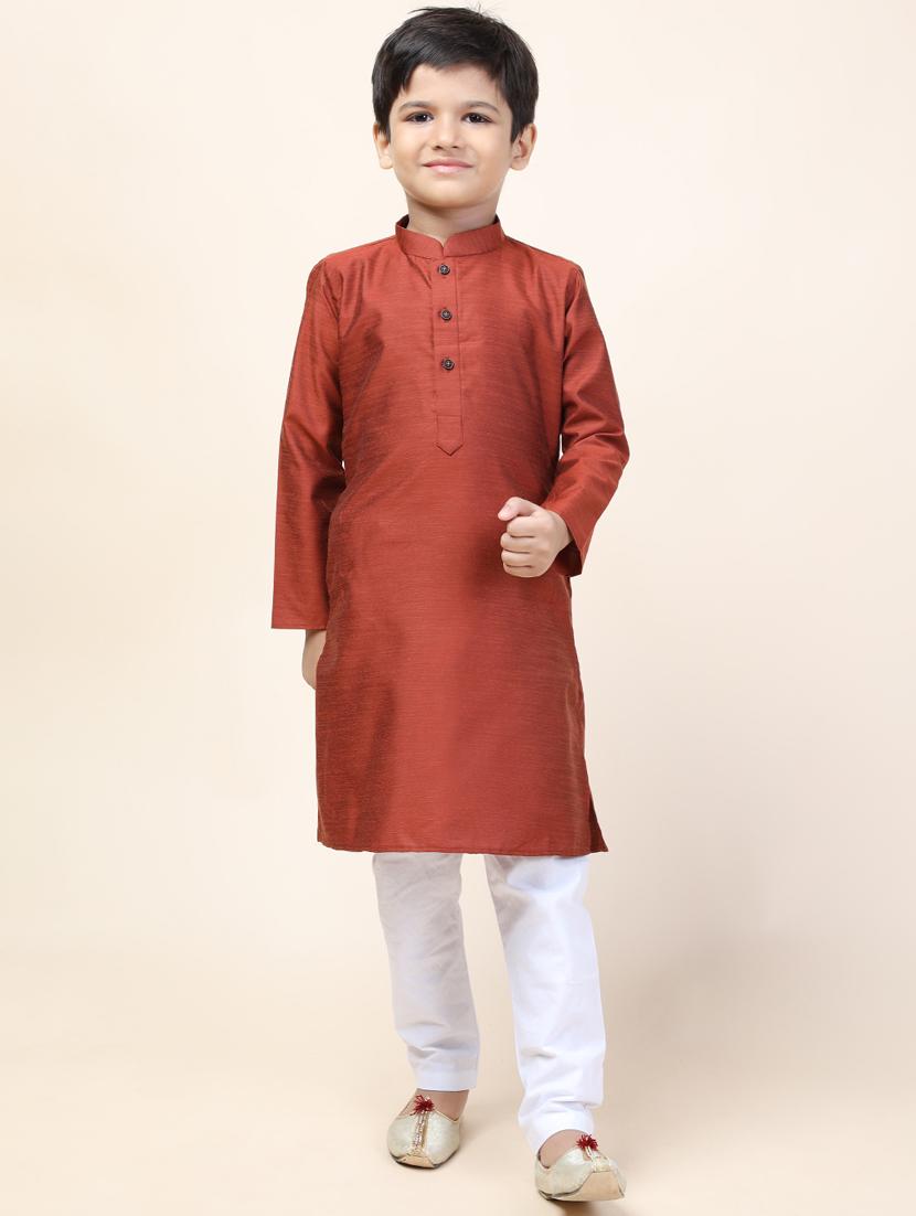 boys solid kurta set