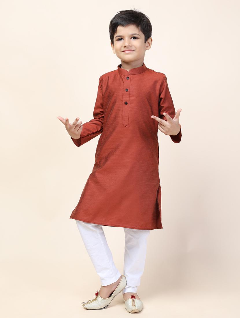 boys solid kurta set - 18683222 - Standard Image - 1