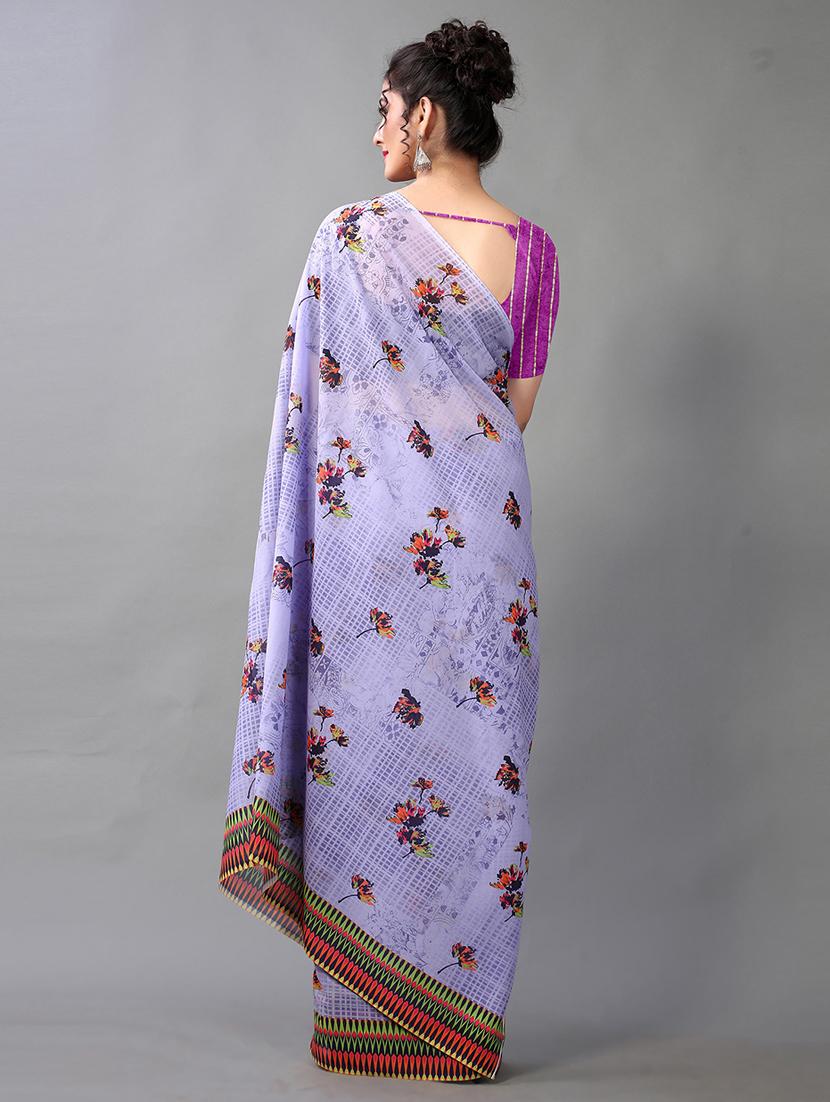 purple georgette printed saree with blouse - 18683240 -  Standard Image - 1