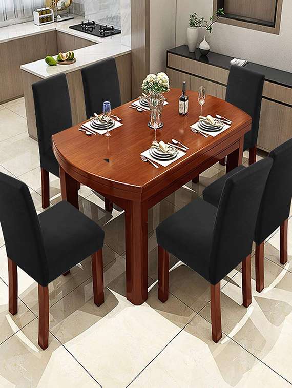 stretch removable washable short dining chair cover-set 4 - 18684933 - Zoom Image - 0